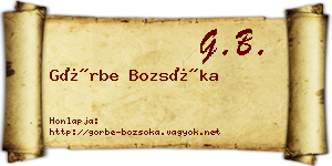 Görbe Bozsóka névjegykártya